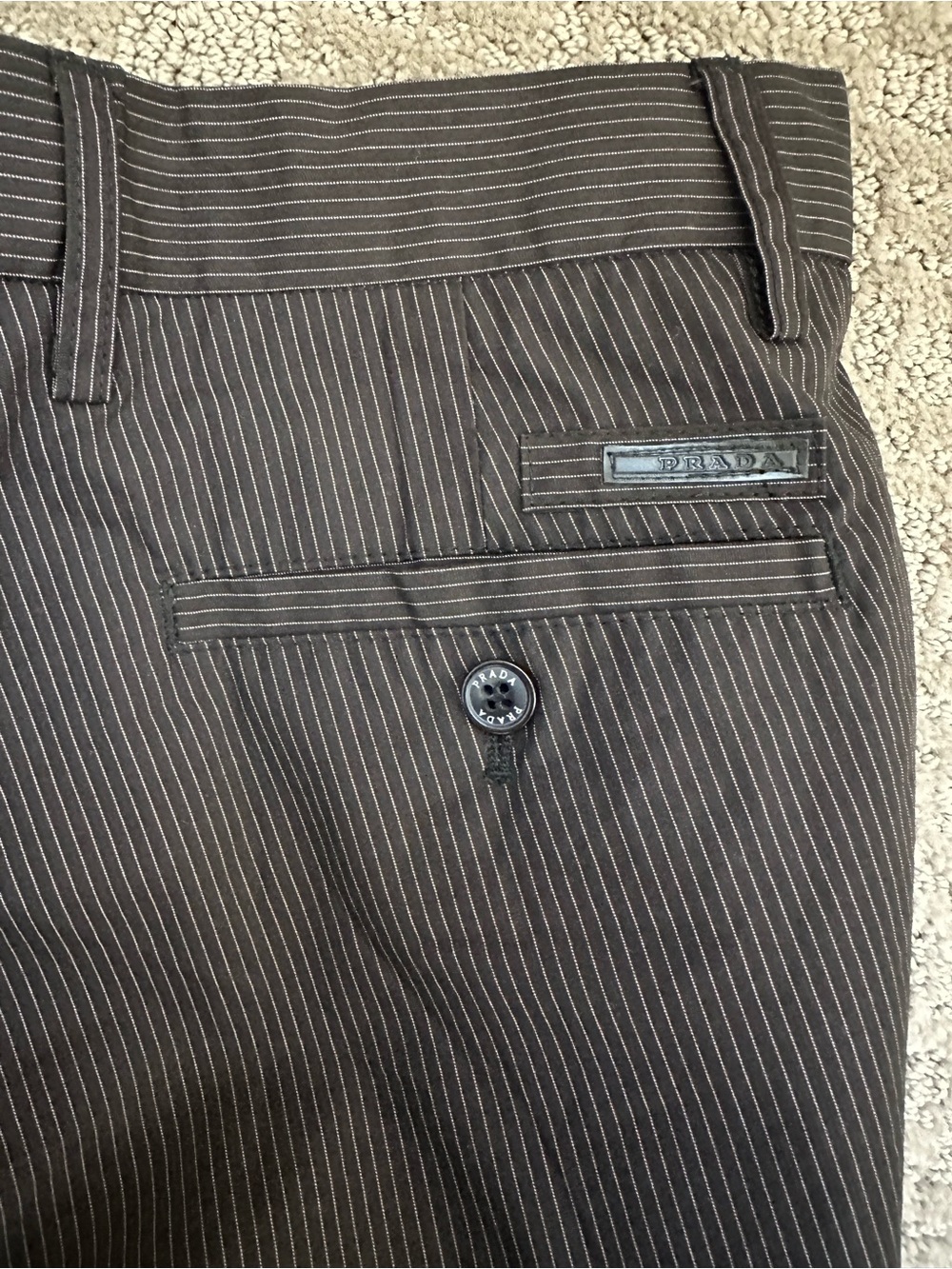 Prada Pinstripe Dress Pants Size 30 Black Slim Straight Tailored Italy NWT - Picture 10 of 16